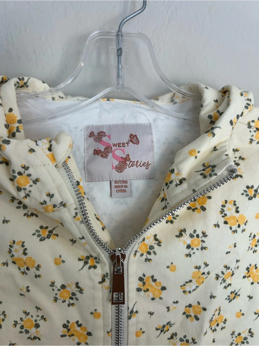 Girls floral jacket Yellow Size 10/12 NWO (1760)